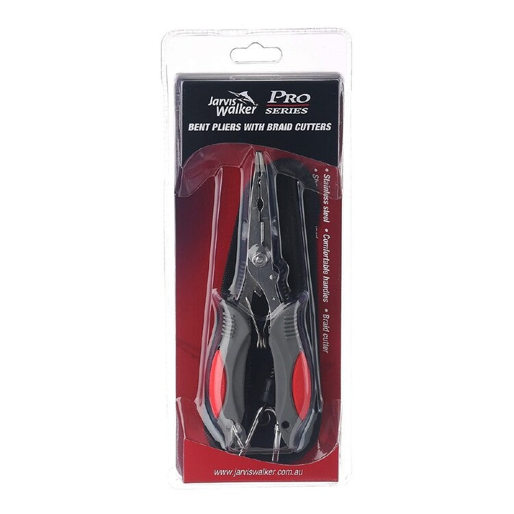 Jarvis Walker Pro Series 6'' Bent Nose Pliers with Braid Cutters Black 6 in