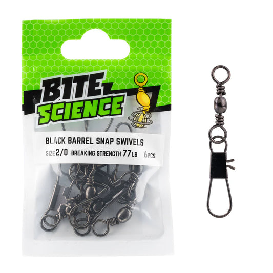 Bite Science Black Barrel Swivels with Snap