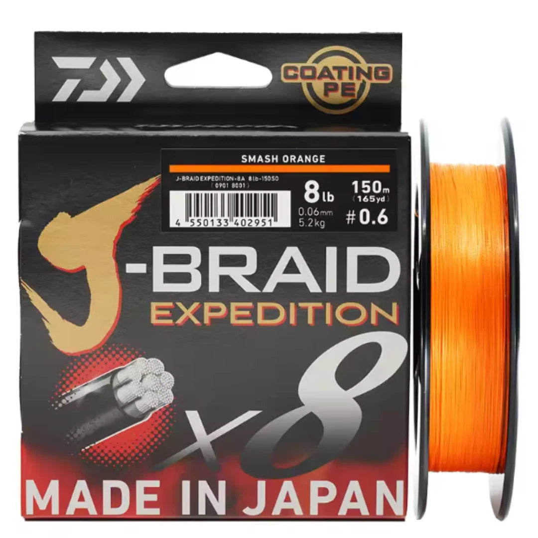 Daiwa J-Braid Expedition X8 Braid Line 150m Orange